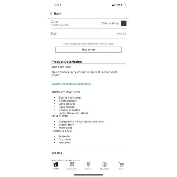 Larry Levine Women's Swing Coat Jacket Size L Gray - Picture 5 of 5